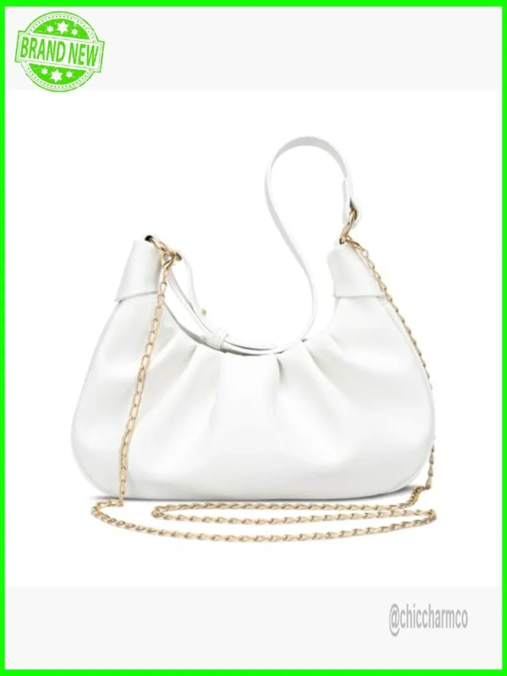 Mini Hobo Shoulder Bag with Detachable Chain Crossbody Faux Leather